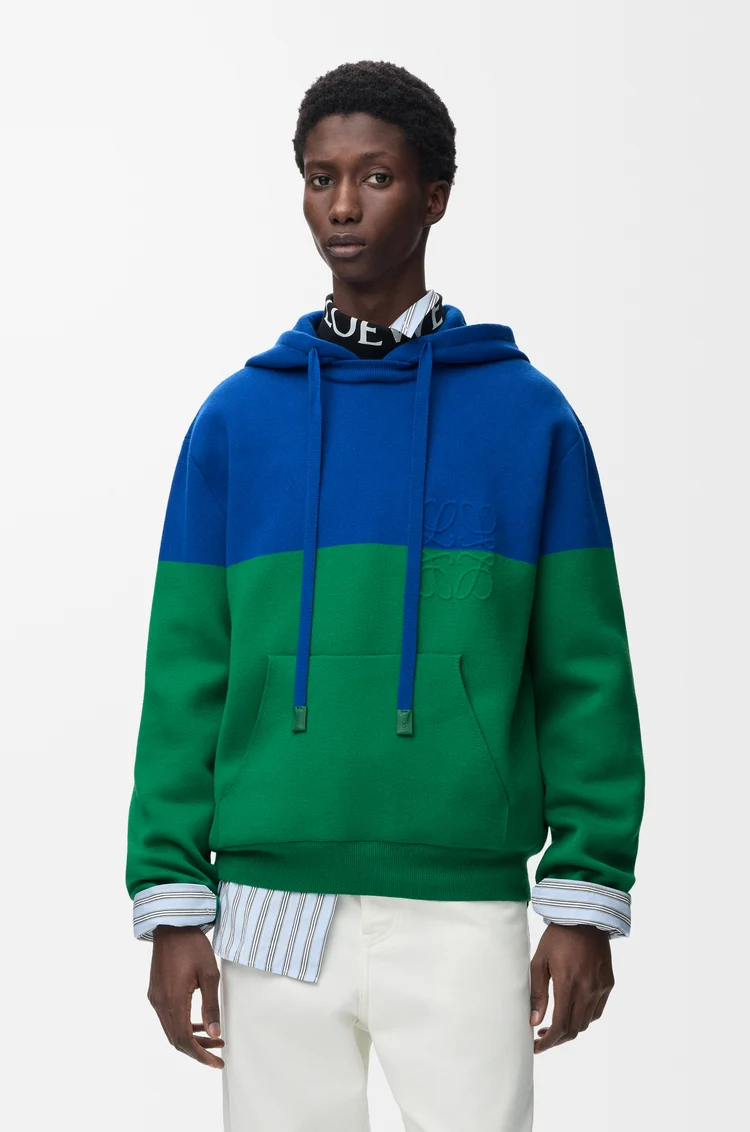 LOEWE Hoodie in cotton blend Blue/Green