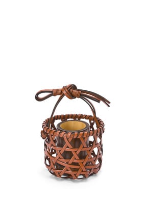 LOEWE Knot vase in calfskin and bamboo Tan plp_rd