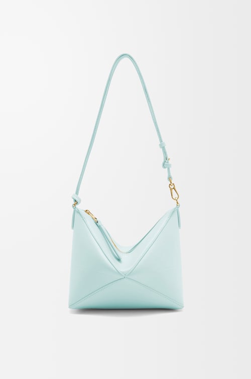 LOEWE Puzzle Fold pouch in shiny nappa calfskin Blue Iceberg