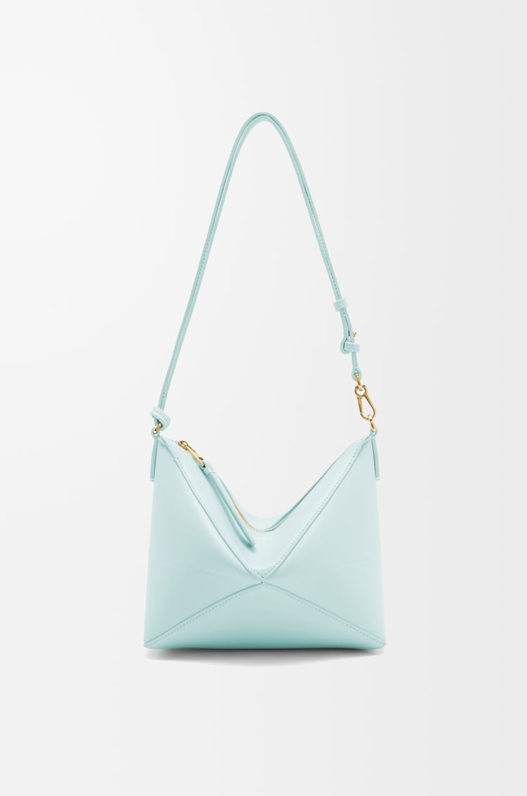 LOEWE Puzzle Fold pouch in shiny nappa calfskin Blue Iceberg
