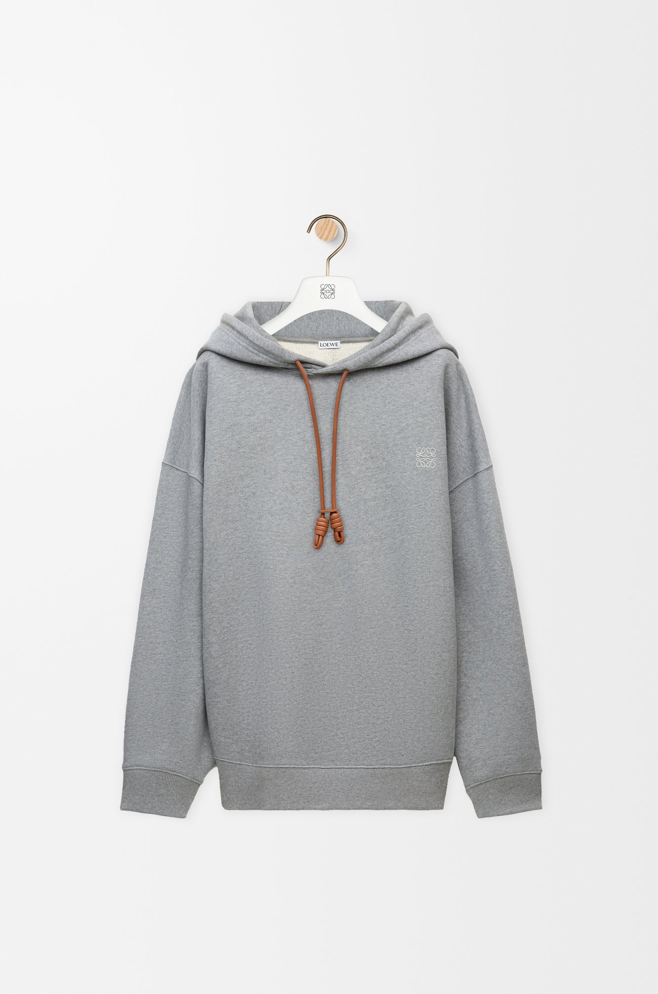 LOEWE Sweatshirt à capuche décontracté en coton Gris Chiné
