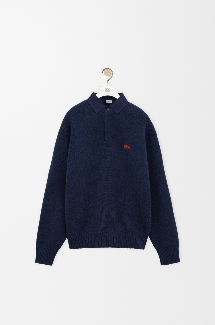 LOEWE Polo sweater in wool Navy Blue