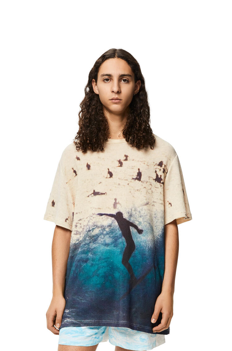 LOEWE All-over surf print T-shirt in cotton Ecru/Navy Blue pdp_rd