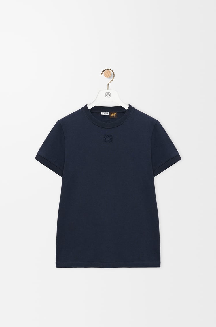 LOEWE Camiseta con encaje en algodón Azul Marino