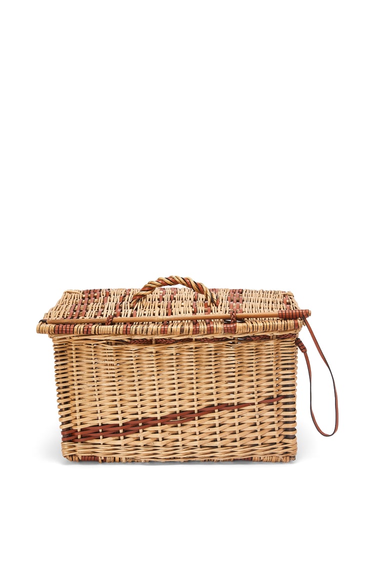 LOEWE Chest basket in wicker and leather 自然色/棕褐色