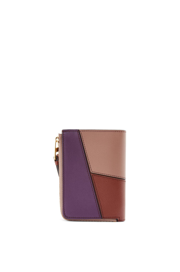 LOEWE Puzzle slim zip bifold wallet in classic calfskin Dark Blush/Dark Rust