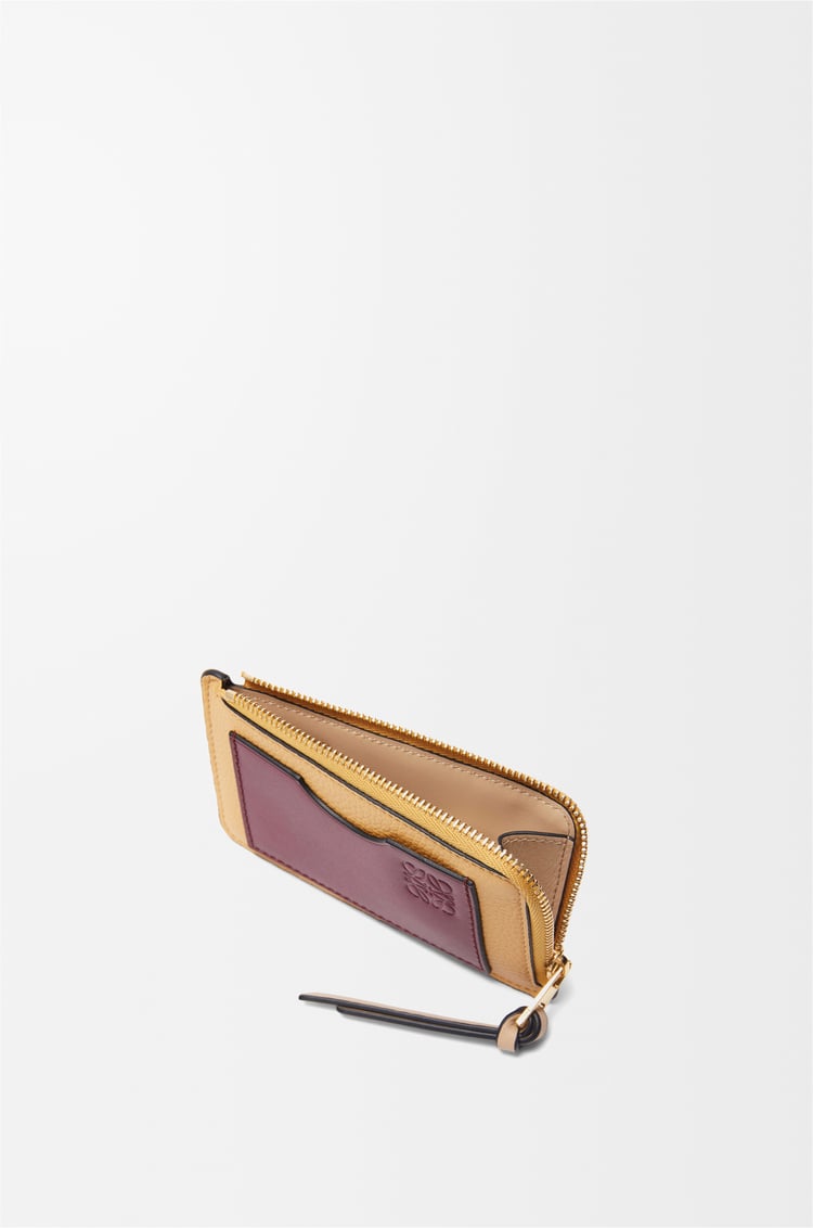 LOEWE Coin cardholder in soft grained calfskin Biscuit/Crimson/Paper Craft