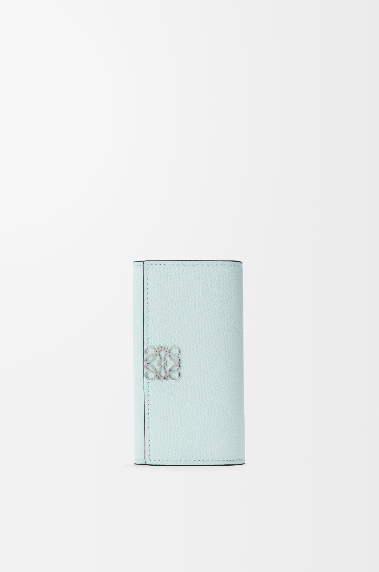 LOEWE Anagram key case in pebble grained calfskin Frozen