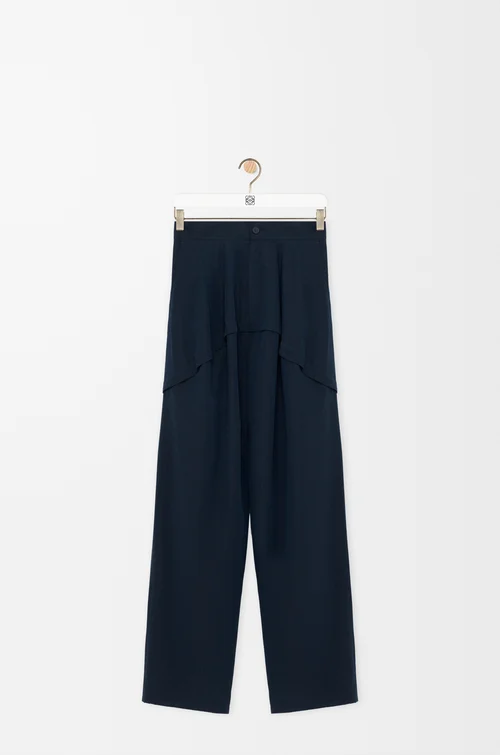 LOEWE Pantalón en lana y algodón Azul Marino