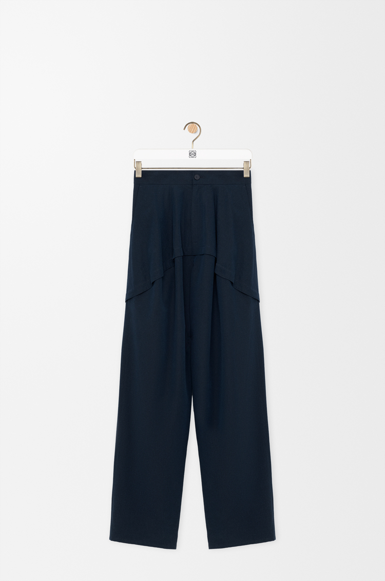 LOEWE Pantalón en lana y algodón Azul Marino
