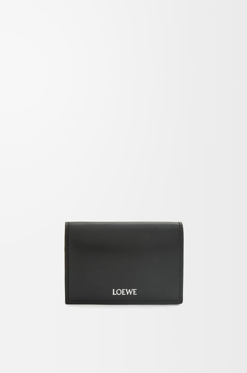 LOEWE 亮面納帕小牛皮窄版雙摺卡夾 黑色
