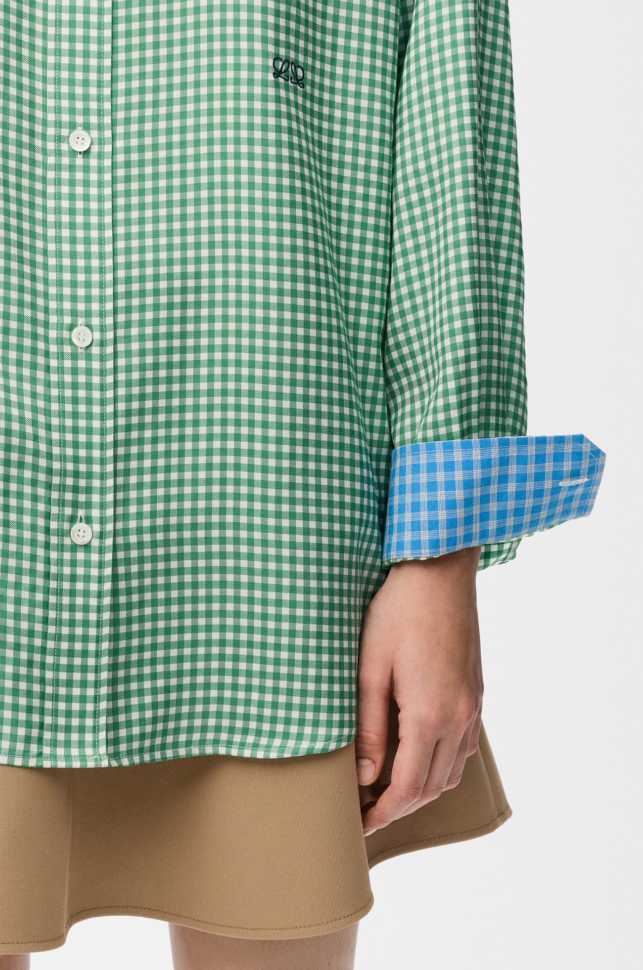 LOEWE Shirt in silk Green/White