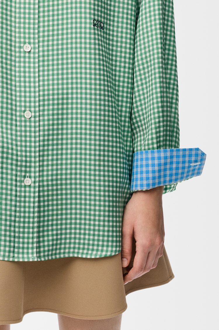 LOEWE Camicia in seta Verde/Bianco