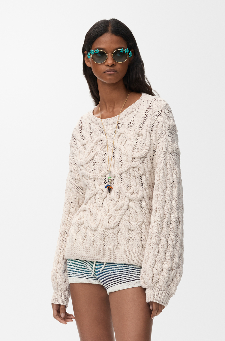 LOEWE Jersey Anagram en mezcla de algodón y lana Crudo