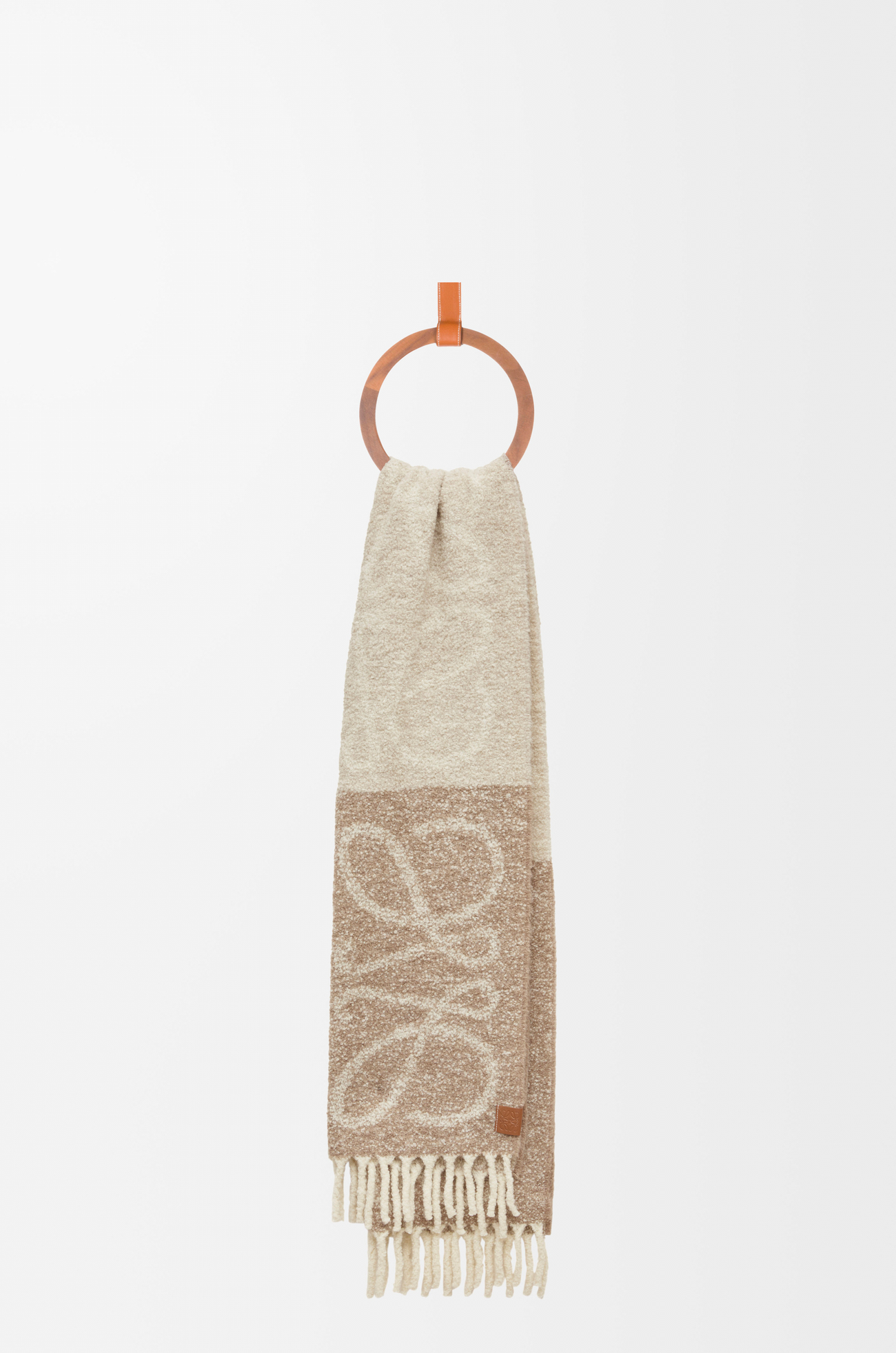 LOEWE Anagram scarf in alpaca and wool Beige/White
