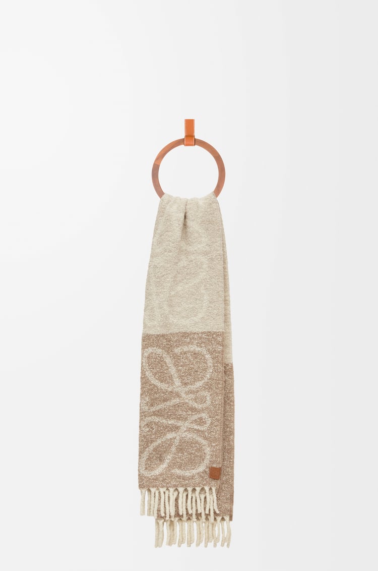 LOEWE Anagram scarf in alpaca and wool Beige/White