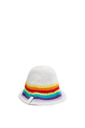LOEWE 棉質拼小牛皮鉤針帽 multicolor/white plp_rd