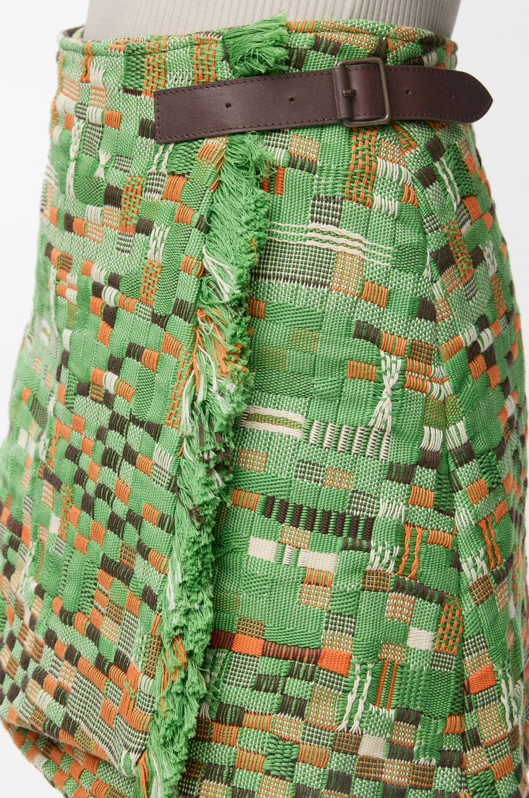 LOEWE Falda en jacquard de algodón Verde/Multicolor