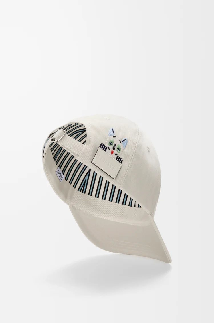 LOEWE Casquette Futurist Cat en coton Blanc Doux/Noir