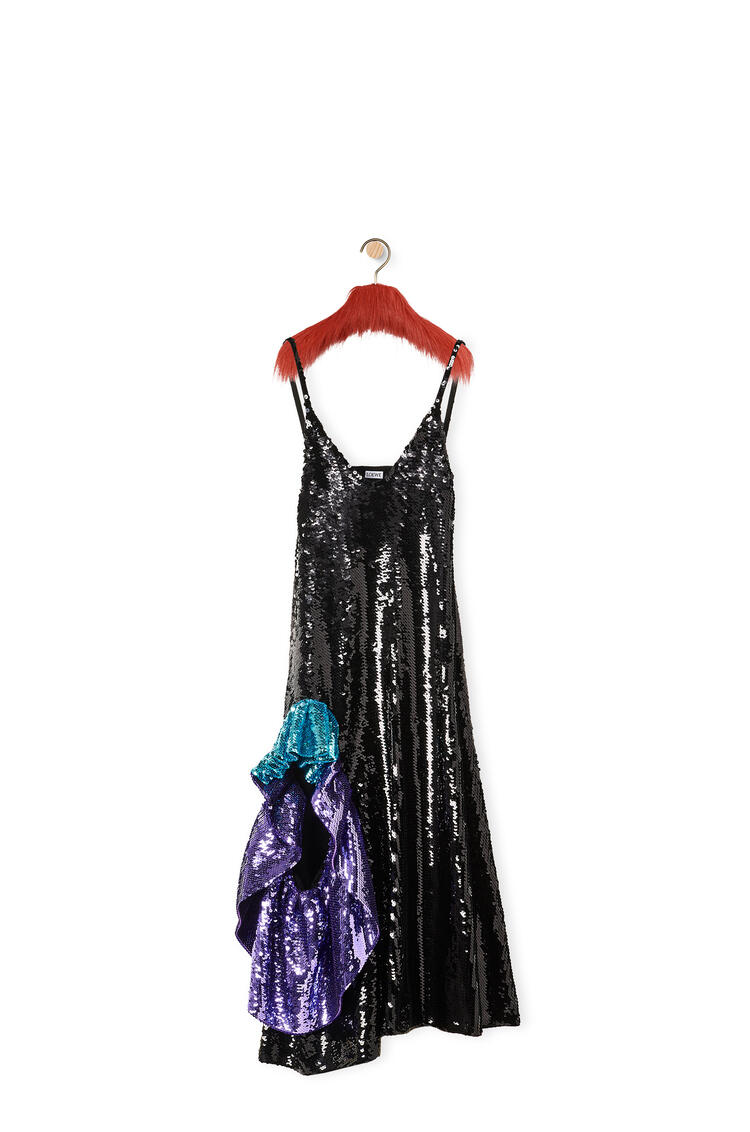 LOEWE Sequin ruffle dress in wool Black pdp_rd