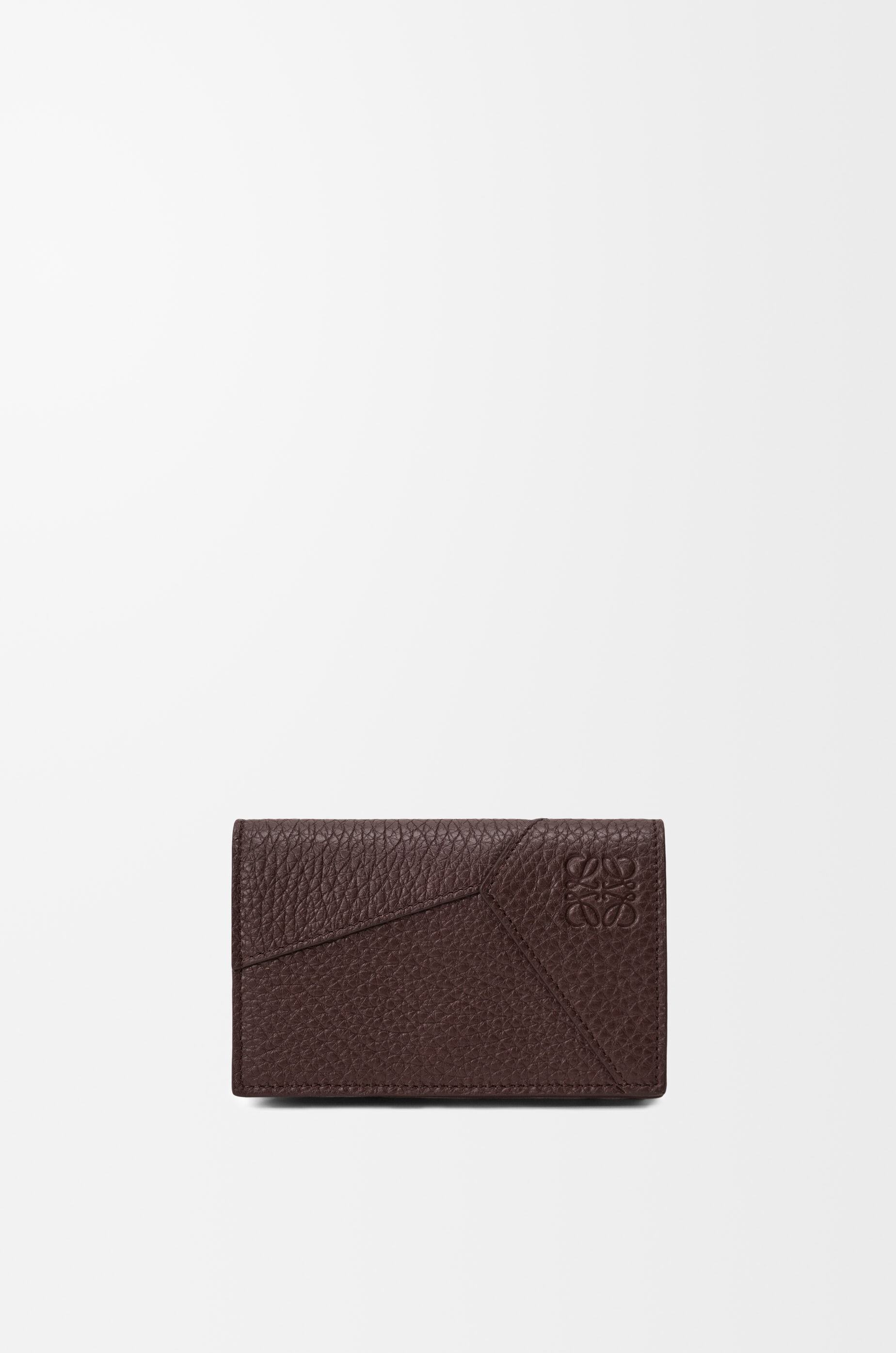 Puzzle business cardholder in supple grained calfskin Brown
