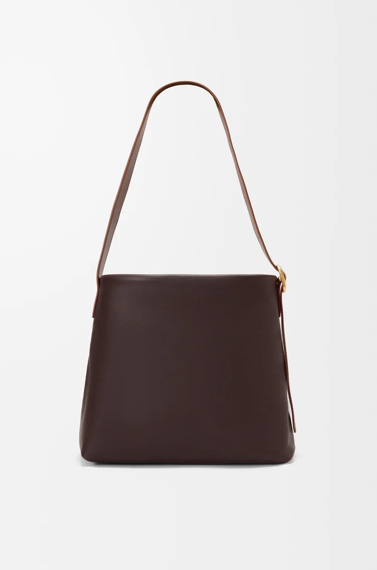 LOEWE Draped tote in mellow nappa lambskin Dark Chestnut