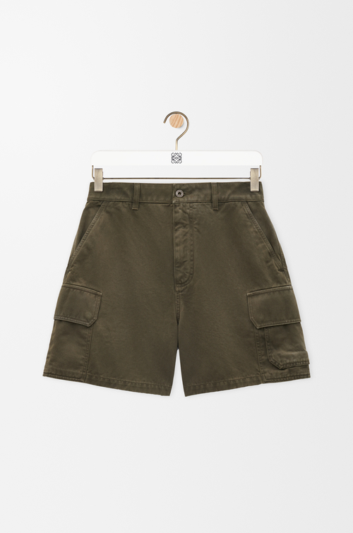 LOEWE Pantalón corto cargo en algodón Verde Caqui