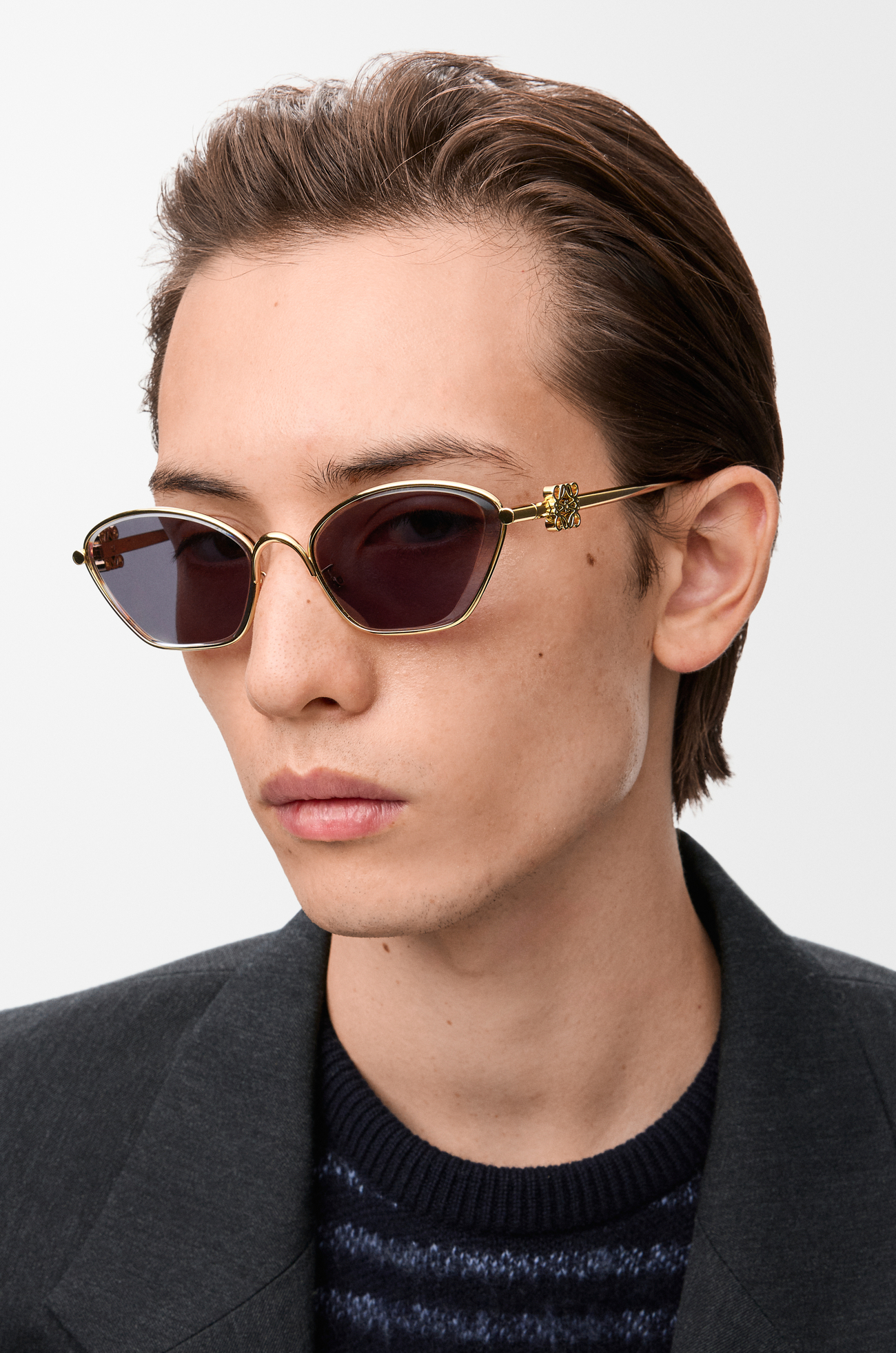 LOEWE Gafas de sol Anagram estilo hexagonal Humo/Moka