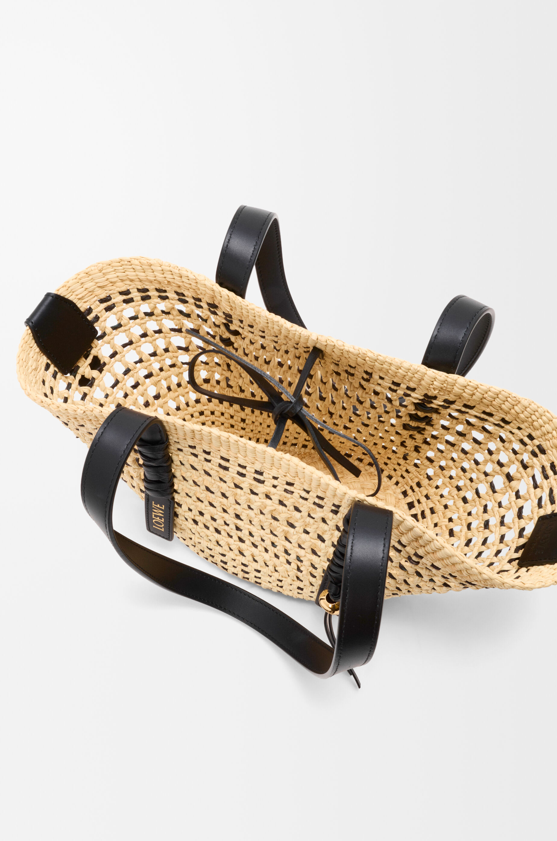 Small Braid basket in iraca palm ad calfskin Beige - LOEWE USA