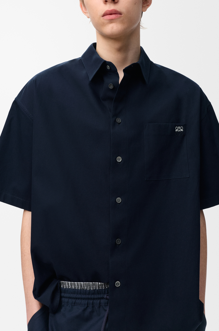 LOEWE Short sleeve shirt in cotton Dark Navy