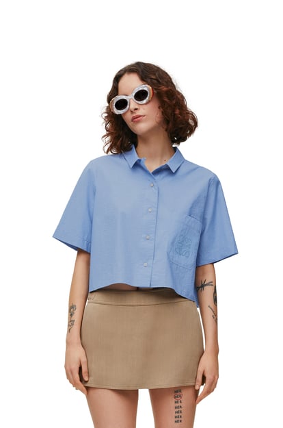 LOEWE Camisa cropped en mezcla de algodón Azul Alba plp_rd