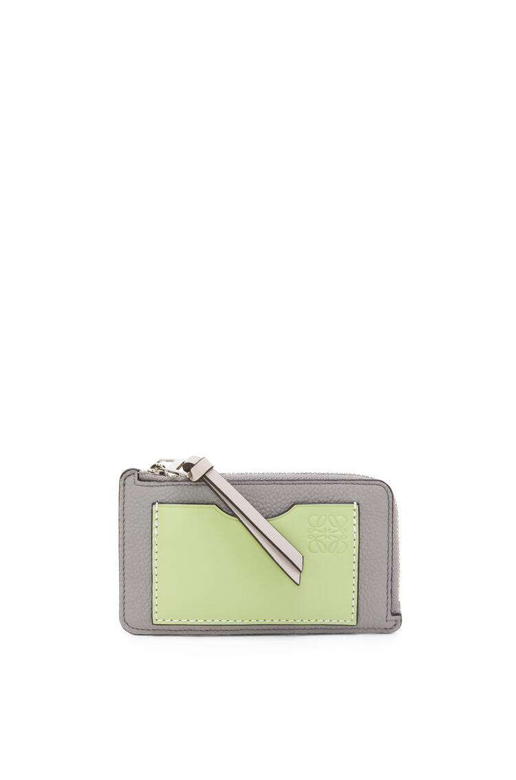 LOEWE Coin cardholder in soft grained calfskin Pearl Grey/Light Pale Green