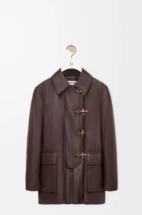 LOEWE Coat in nappa lambskin Chocolate Brown