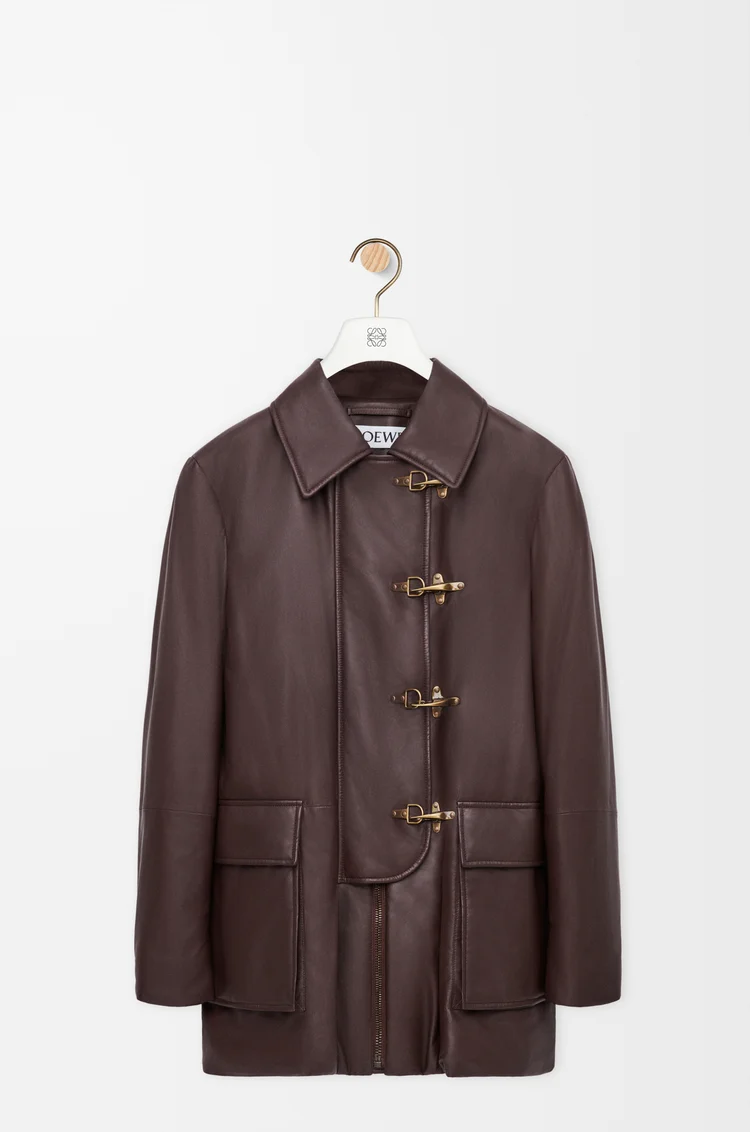 LOEWE Coat in nappa lambskin Chocolate Brown