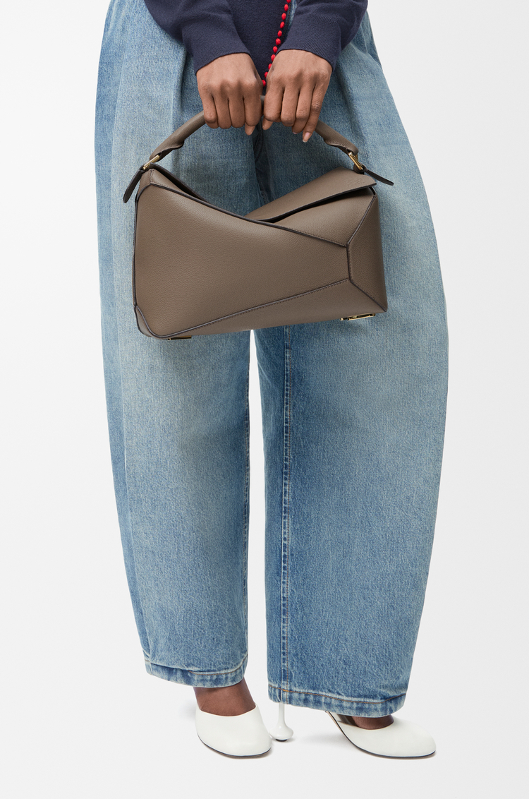 LOEWE Medium Puzzle Edge bag in soft grained calfskin Taupe