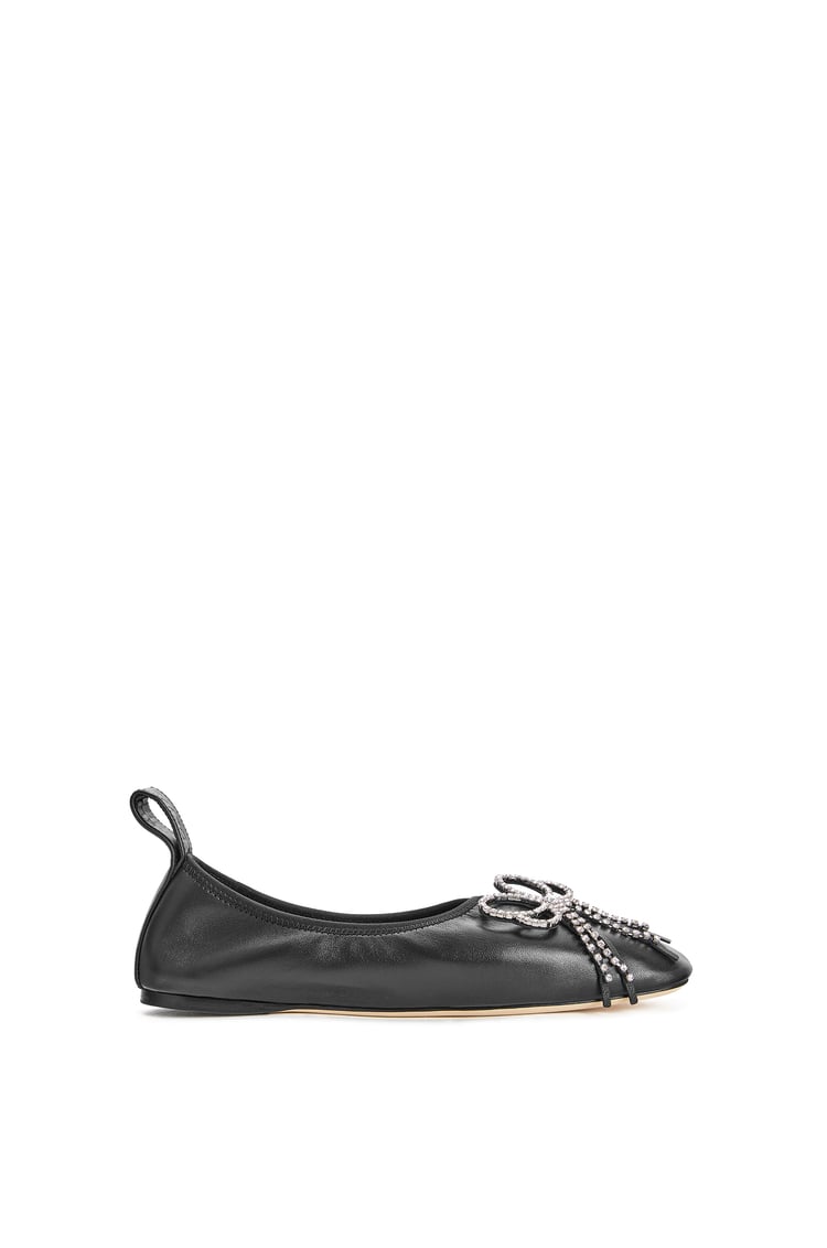 LOEWE STRASSED BOW BALLERINA Black