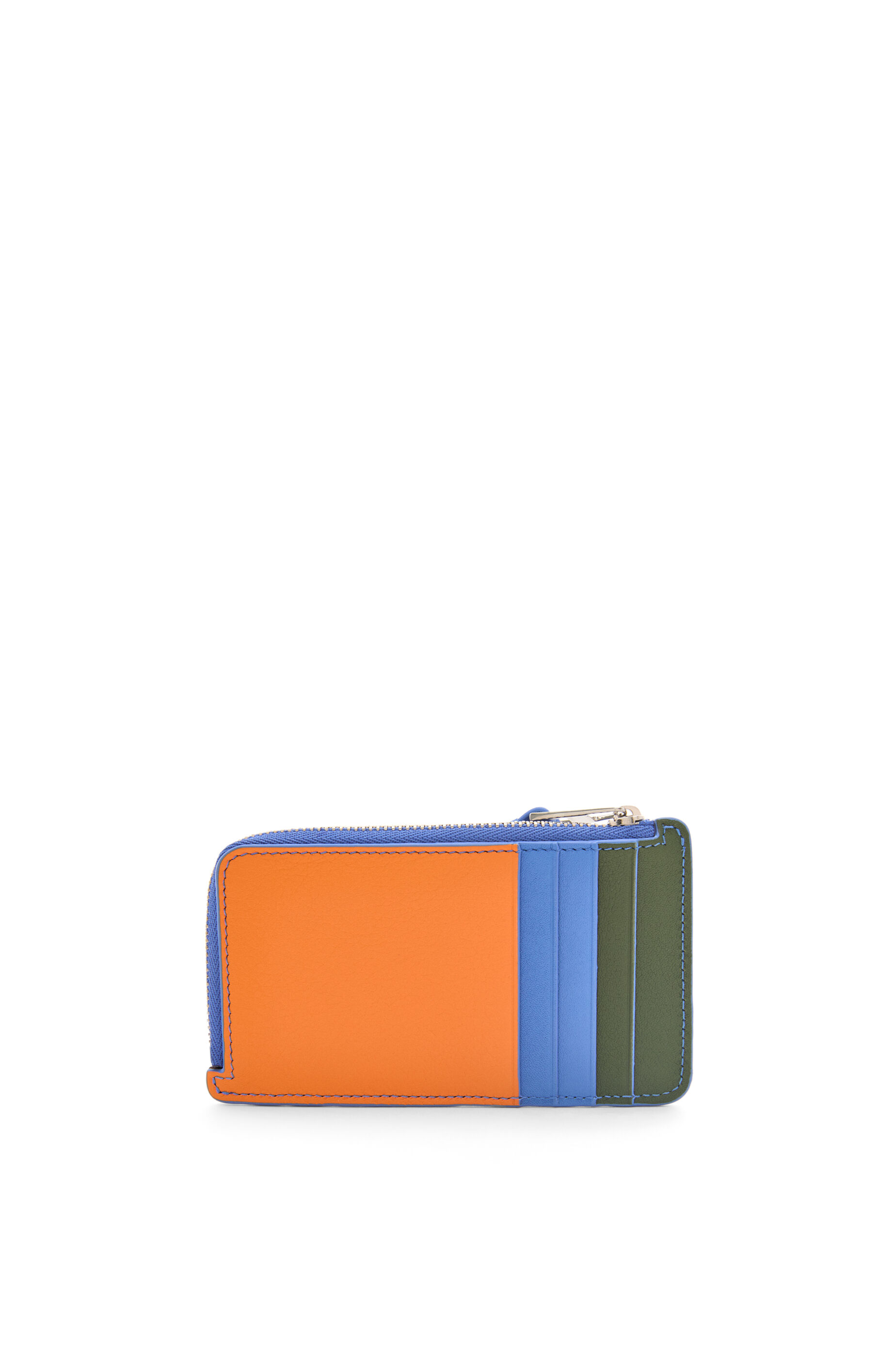 Puzzle coin cardholder in classic calfskin Seaside Blue Bright Orange LOEWE