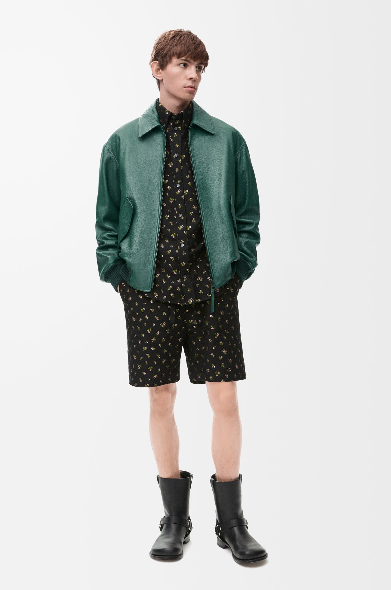 LOEWE Aviator jacket in deerskin Evergreen