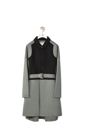 LOEWE Oversize belted coat in cotton & wool Green/Black plp_rd