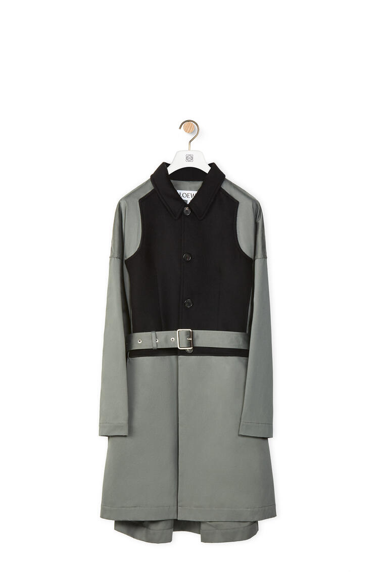 LOEWE 羊毛寬鬆腰帶大衣 綠色/黑色 pdp_rd