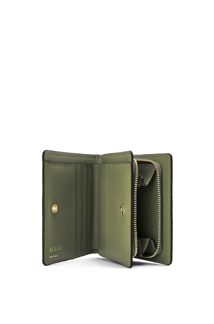 LOEWE Repeat compact zip wallet in embossed silk calfskin Avocado Green