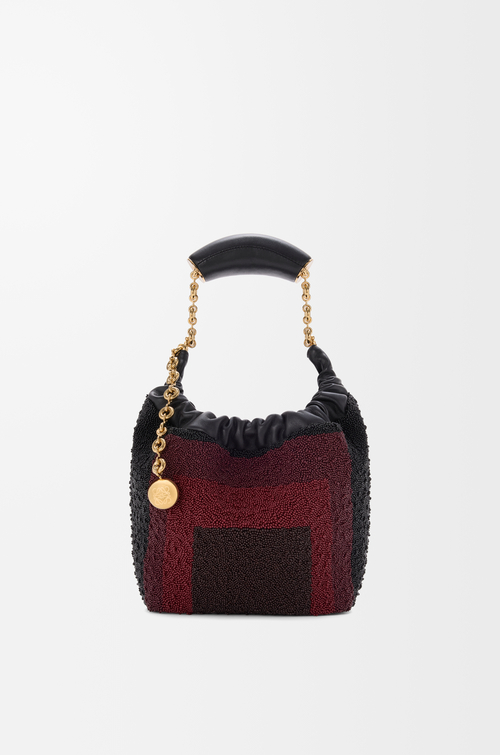 LOEWE Mini Squeeze bag in beaded leather Black/Burgundy