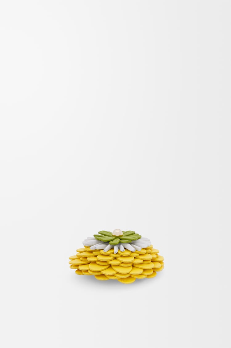 LOEWE Flower pin in calfskin Yellow/Gold