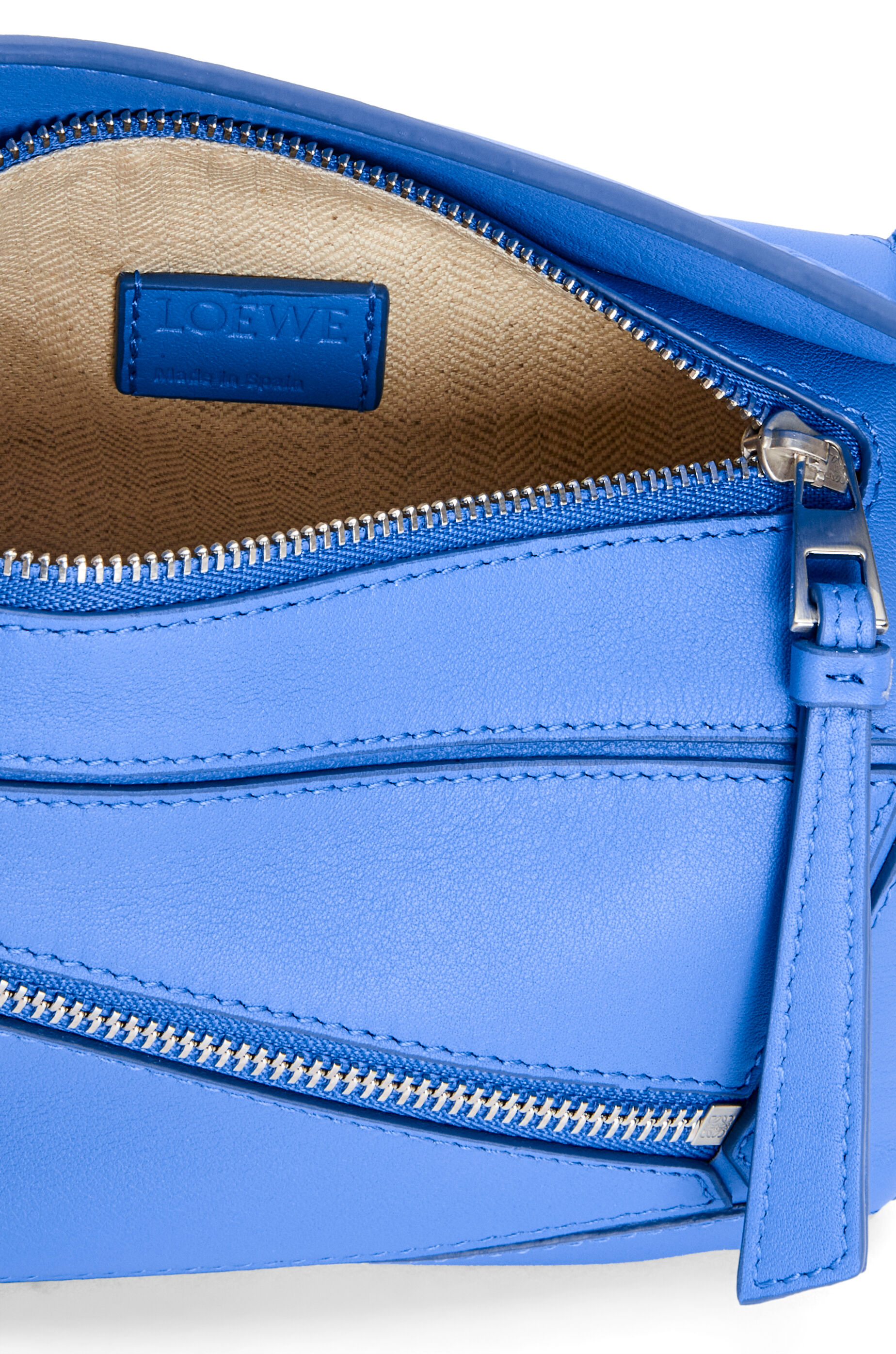 Mini Puzzle bumbag in classic calfskin Seaside Blue LOEWE