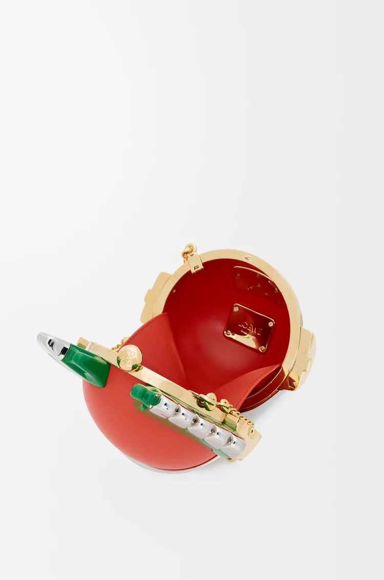 LOEWE Knight Cat clutch in metal and nappa lambskin Sunrise Orange