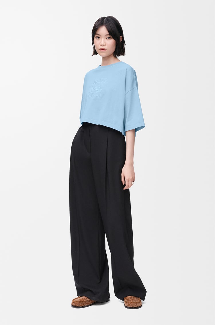 LOEWE T-shirt court en coton Bleu Clair
