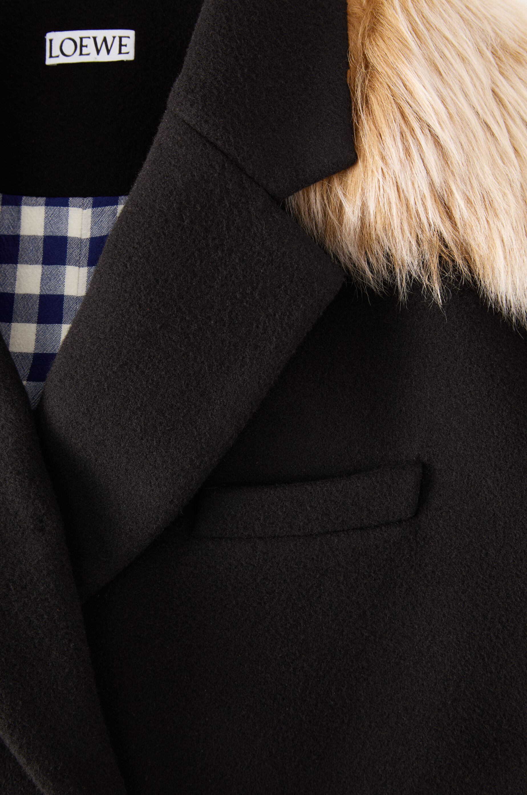 Short coat in wool and cashmere Black - LOEWE APAC official website