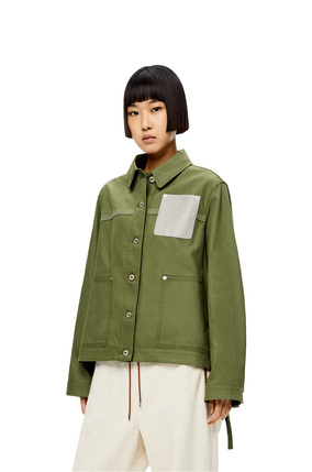 LOEWE Workwear jacket in cotton and linen Salamander Green plp_rd