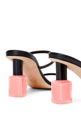 LOEWE Nail polish sandal in goatskin Black/Pink