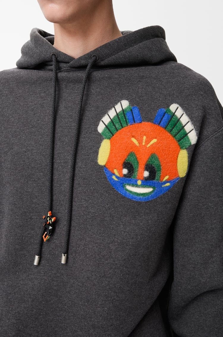 LOEWE Sudadera con capucha en algodón Gris Oscuro Jaspeado